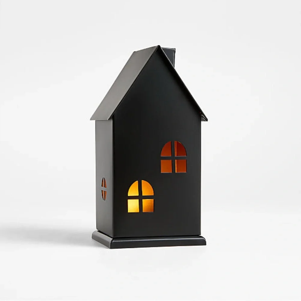 New! Crate&Barrel 🏚️🏚️ Black House with LED Lights Decor Set of 2